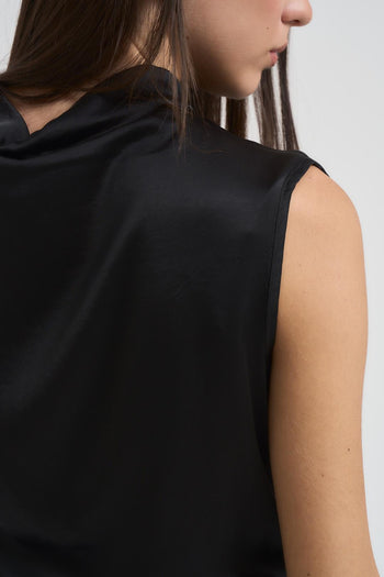 Top donna smanicato satinato nero - 4