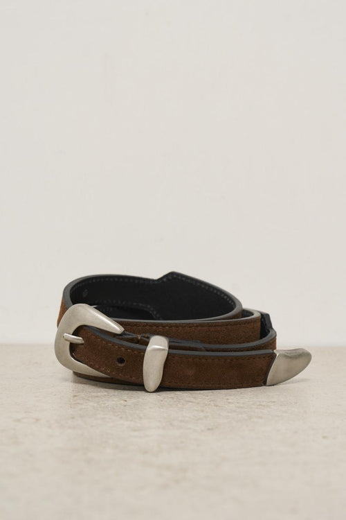 Cintura donna in suede marrone