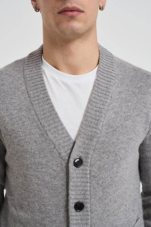 Cardigan uomo scollo a V grigio chiaro - 2