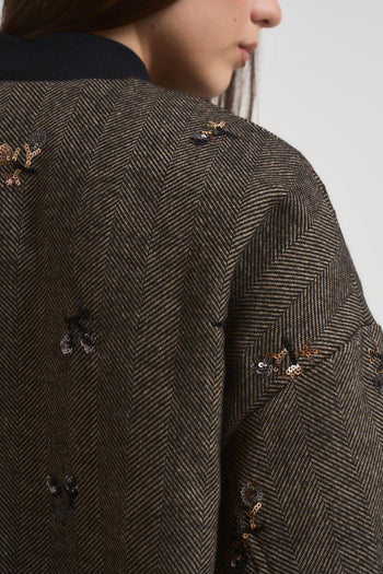 Bomber donna spinato marrone con strass - 6