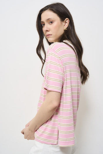 Polo donna a righe rosa - 6