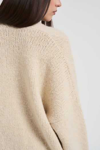 Cardigan donna scollo a V panna - 6