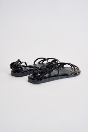 Sandalo donna alla schiava con strass nero - 6