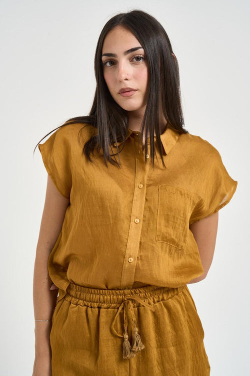 Camicia donna fluida ocra - 2