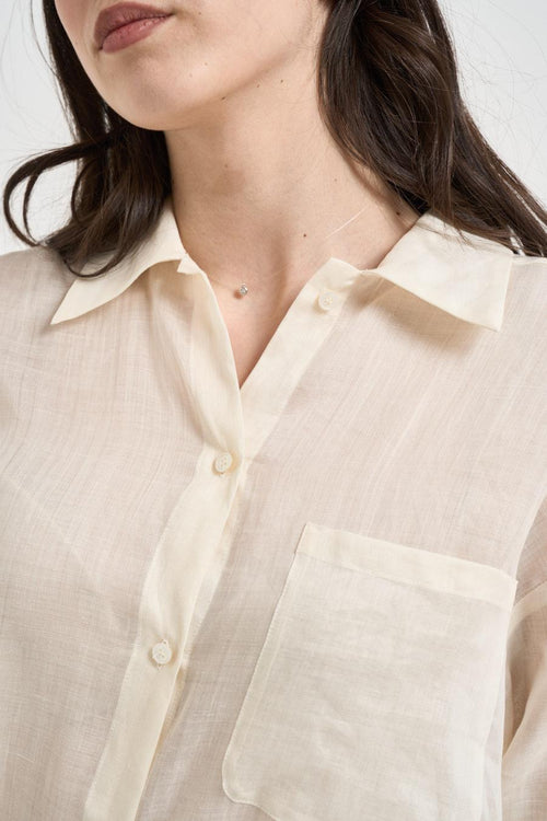 Camicia donna semitrasparente panna - 2