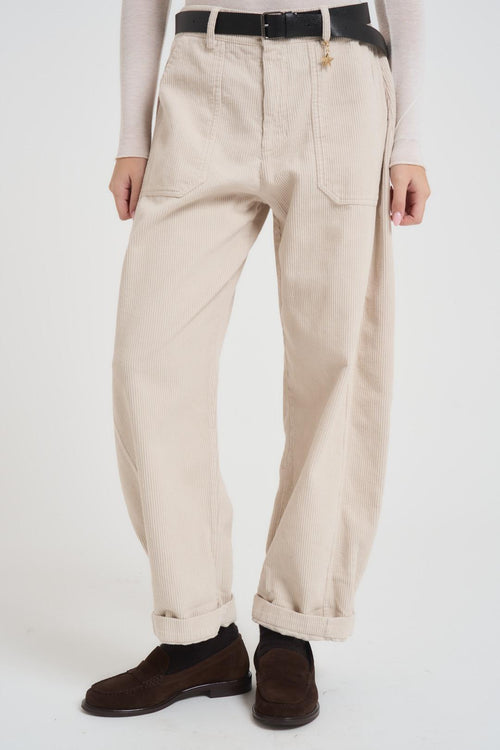 Pantalone donna a costine panna