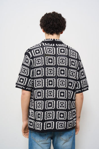 Camicia uomo in fantasia quadri nera - 3