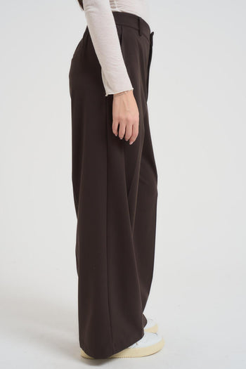 Pantalone donna a palazzo marrone - 5