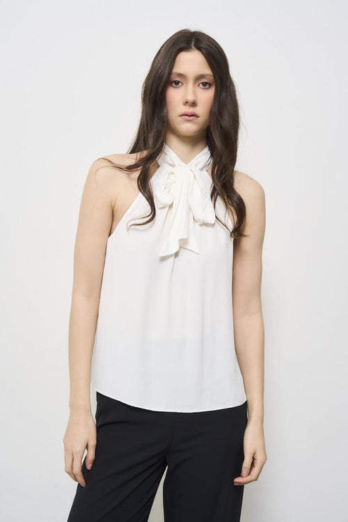 White women's blouse with bow