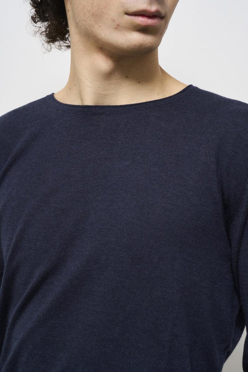 Men's blue crew neck sweater - 2