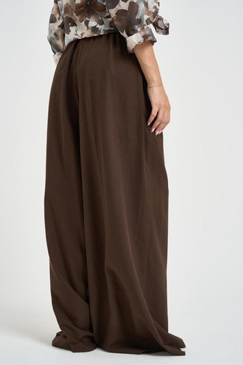 Pantalone donna a palazzo marrone - 4