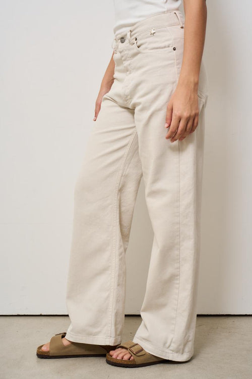 Pantalone donna wide leg panna - 2