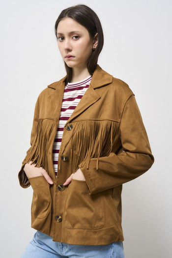 Giacca donna in suede marrone - 3