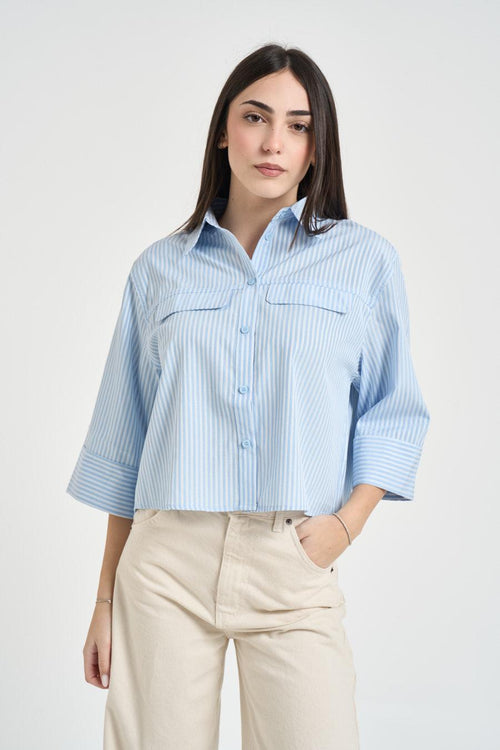 Camicia donna a righe azzurre