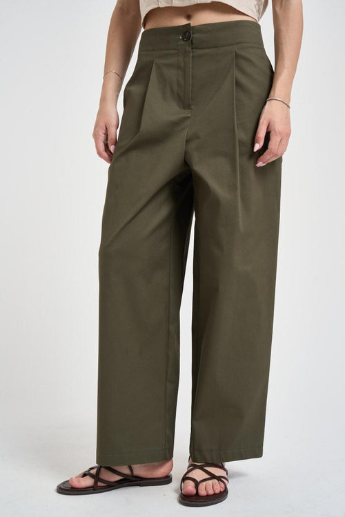 Pantalone donna carrot fit verde militare