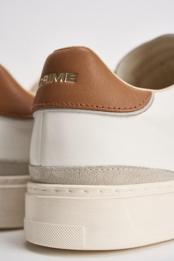 Sneakers uomo in pelle bianca e cammello - 6