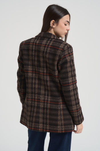 Giacca donna in check marrone - 4