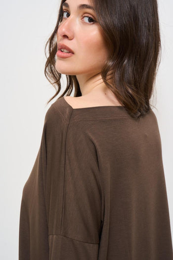 Maglia donna scollo a barca caffè - 4