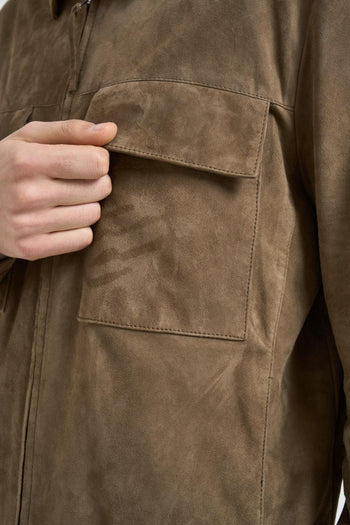 Giacca uomo in suede marrone - 5