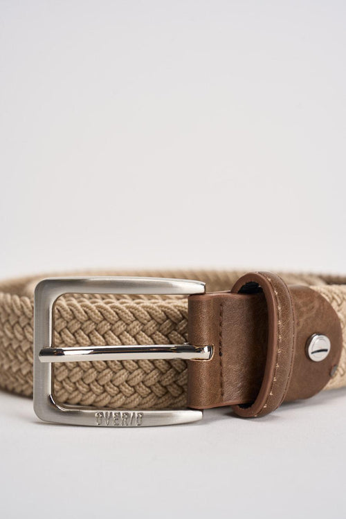 Cintura uomo in tessuto beige intrecciata - 2