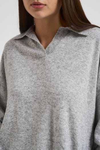 Polo donna scollo a V grigia - 3
