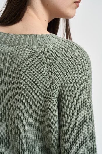 Maglia donna con spacchi verde militare - 5