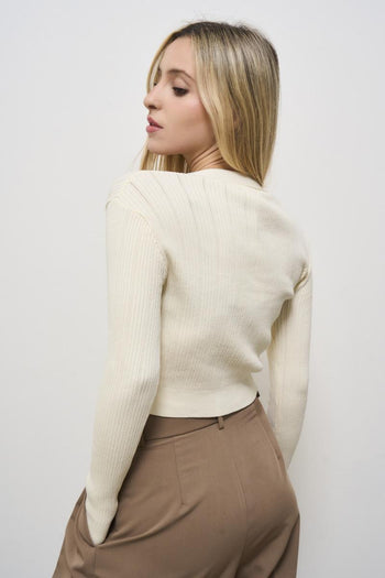 Women's white cropped cardigan - 4