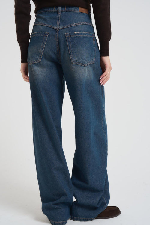 Jeans donna gamba ampia blu - 2