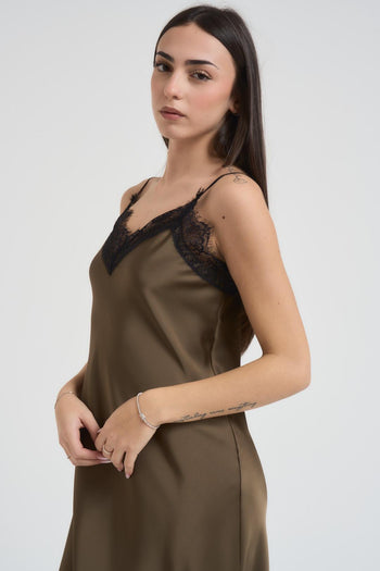 Abito donna lungo con pizzo verde - 3