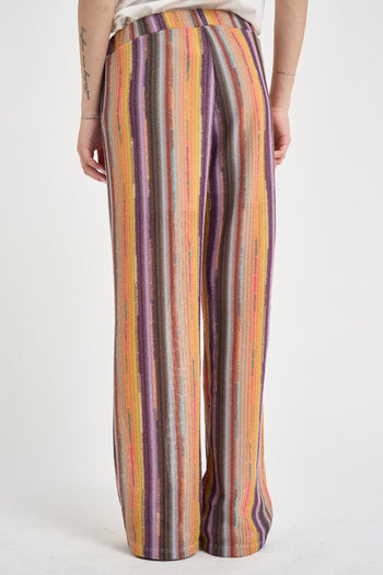 Pantalone donna multicolor in maglia crochet - 4