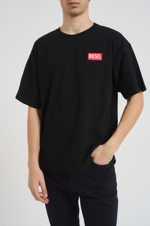 T-shirt uomo girocollo con logo nera