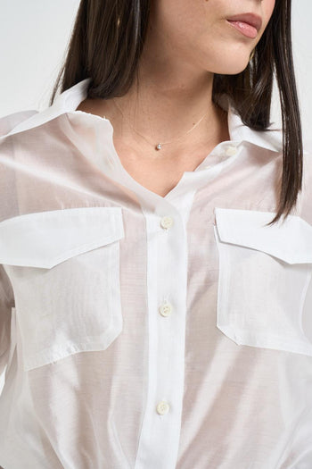 Camicia donna semitrasparente bianco - 3