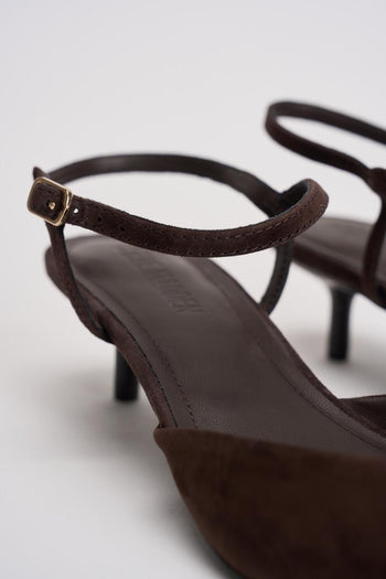 Slingback donna in suede marrone - 5