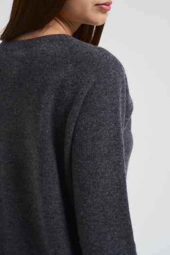 Maglia donna scollo a barchetta antracite - 4