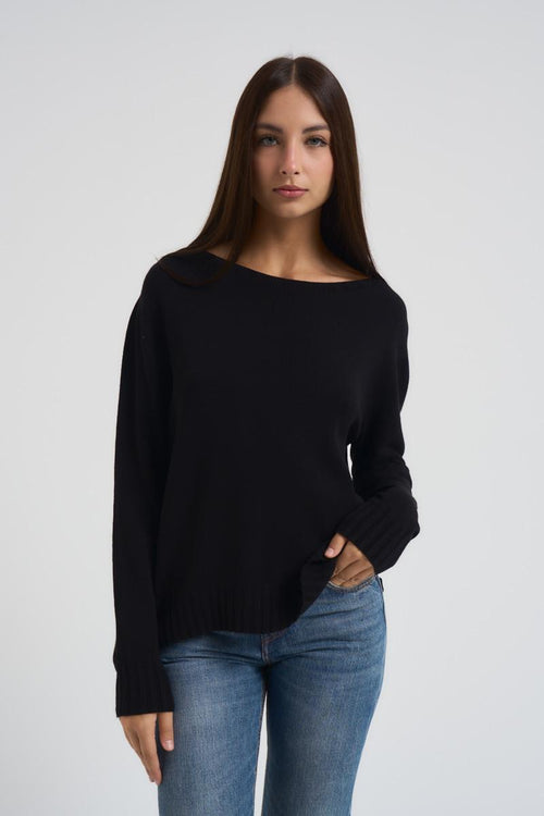 Maglia donna girocollo nera - 1