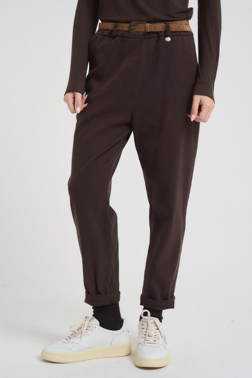 Pantalone donna regular marrone