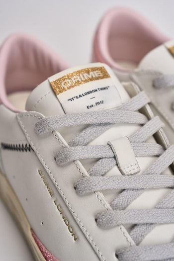 Sneakers donna bianche e glitter rosa - 5