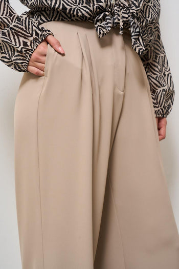 Pantalone donna a palazzo beige - 4