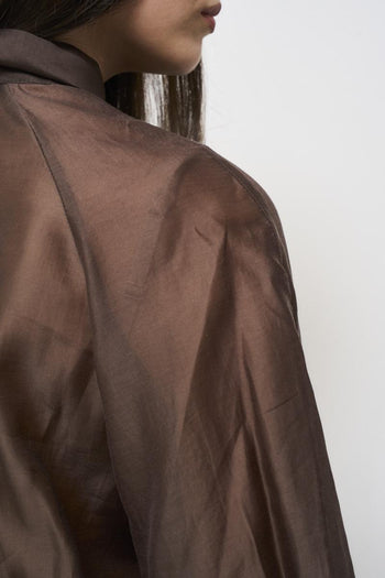 Brown women's shirt with bow - 3