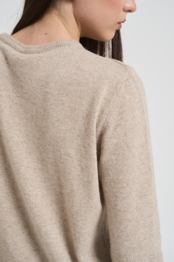 Maglia donna girocollo basica beige - 5