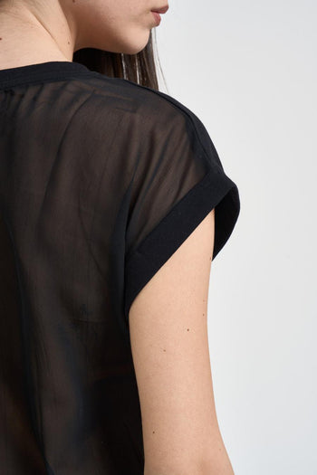 T-shirt donna con retro semitrasparente nera - 4