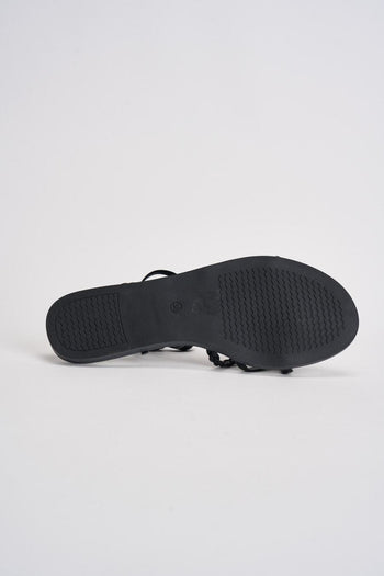 Sandalo donna flat intrecciato nero - 8