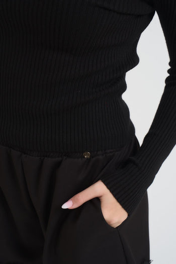 Maglia donna scollo a barca nera - 3