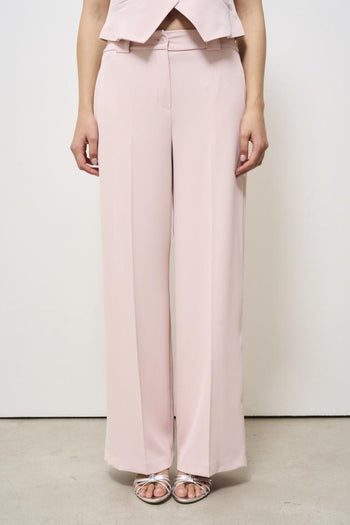 Completo donna gilet e pantalone rosa in crep - 6