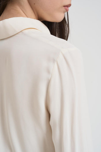 Camicia donna con maniche rouche ecru - 5