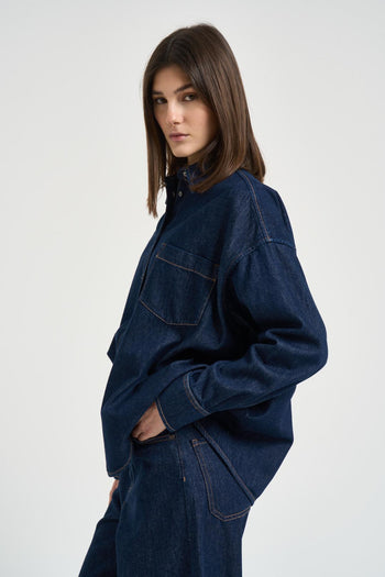 Camicia donna in denim scuro - 4