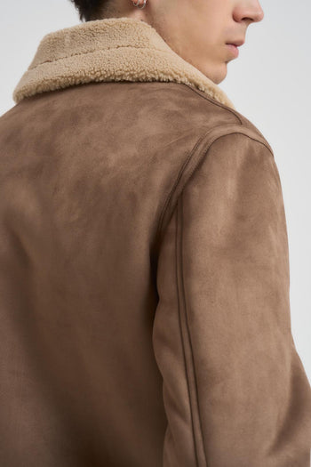 Giubbotto uomo eco montone marrone - 5