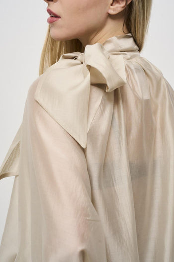 Camicia donna semitrasparente beige - 5