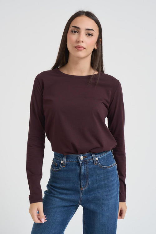 Maglia donna a maniche lunghe bordeaux - 2