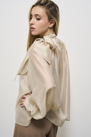 Camicia donna semitrasparente beige - 4